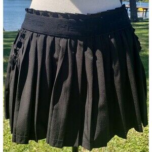 Head Tennis Skirt Skort Womens Size Medium Pleated w/Pockets Black Poly/Spandex